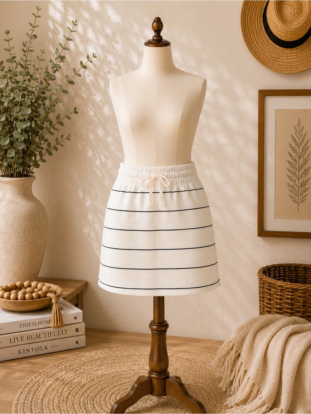 Rae Mode White Striped Skort Size M NWT Athleisure Tennis Coastal